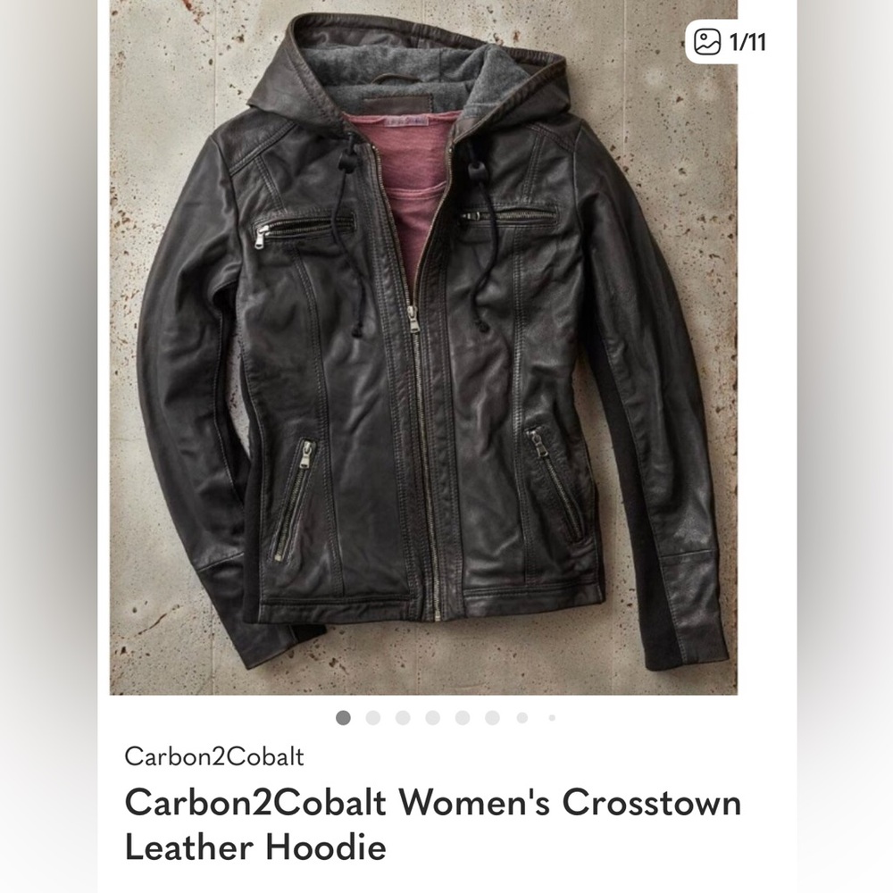 Carbon2Cobalt Women’s Crosstown Leather Hoodie